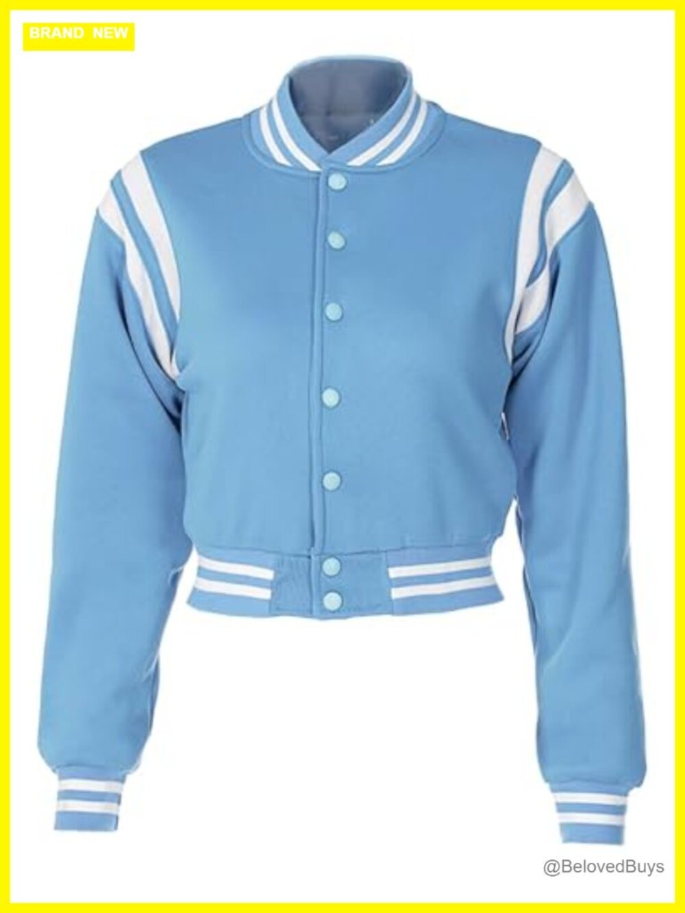 Women's Cropped Varsity Baseball Bomber Jacket Long Sleeve Snap Button Polyester